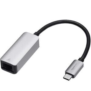 Amazon Basics Aluminum USB-C to RJ45 Gigabit Ethernet Adapter, Portable, NIB!